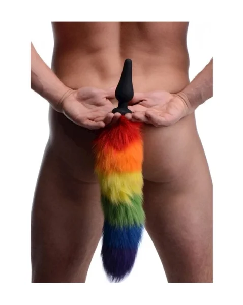 Rainbow Tail Silicone Anal Plug - Rainbow - 17 Inch