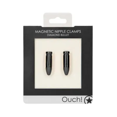 Ouch Magnetic Nipple Clamps Diamond Bullet Black