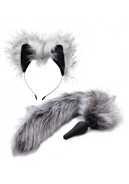 Tailz Grey Wolf Tail Anal Plug and Ears Set — image 7 of 9