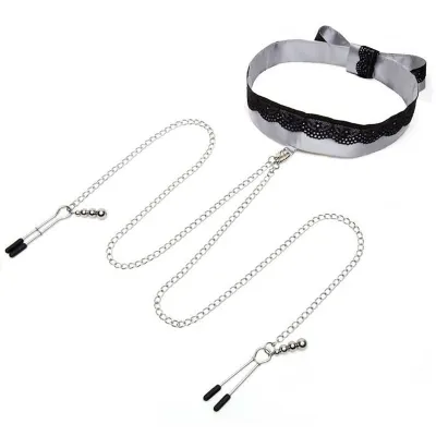 Fifty Shades Play Nice Satin Collar amp Nip Clamps