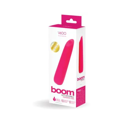 Classic Vibrators Vedo Boom Rechargeable Warming Silicone Slimline Vibrator Pink