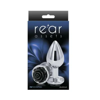 Rear Assets Rose Anal Plug Medium Black