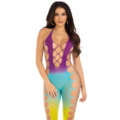 Ombre Footless Bodystocking One Size Ocean