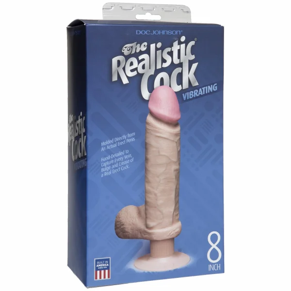 Doc Johnson The Vibrating Realistic 8" Cock with Suction Cup - Vanilla