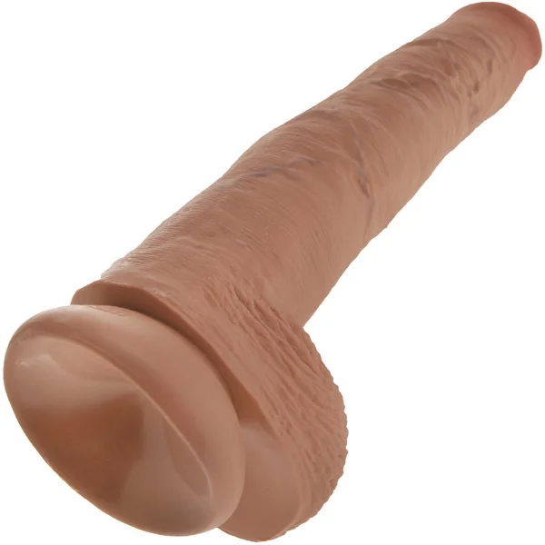 King Cock 14" Suction Cup Dildo With Balls - Caramel