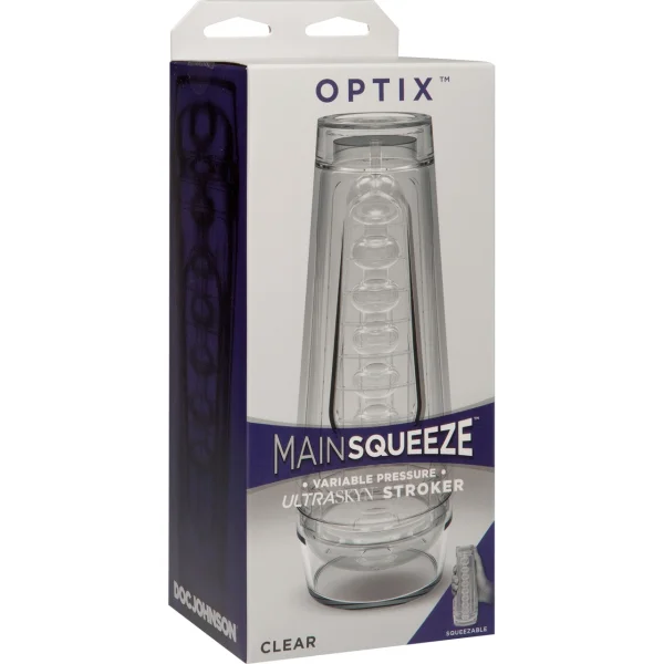 Main Squeeze Optix Penis Masturbator by Doc Johnson - Crystal Clear