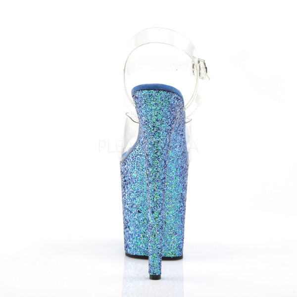 8 inches Heel, 4 inches PF Ankle Strap Sandal W/Holographic Glitter Cov — image 8 of 12