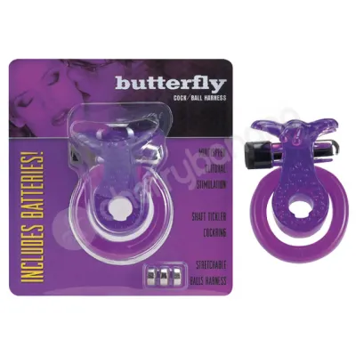 Butterfly Purple Cock Ball Harness Ring