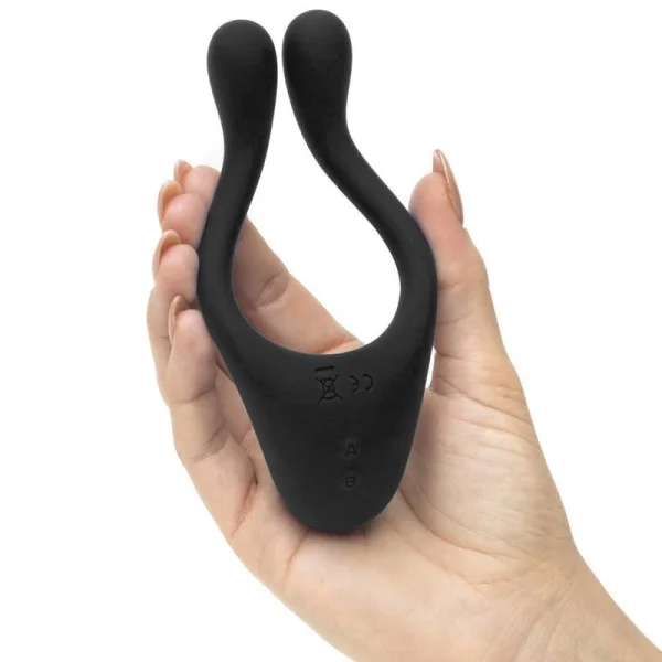 Tryst Multi Erogenous Zone Silicone Vibrator and Cock Ring - Black