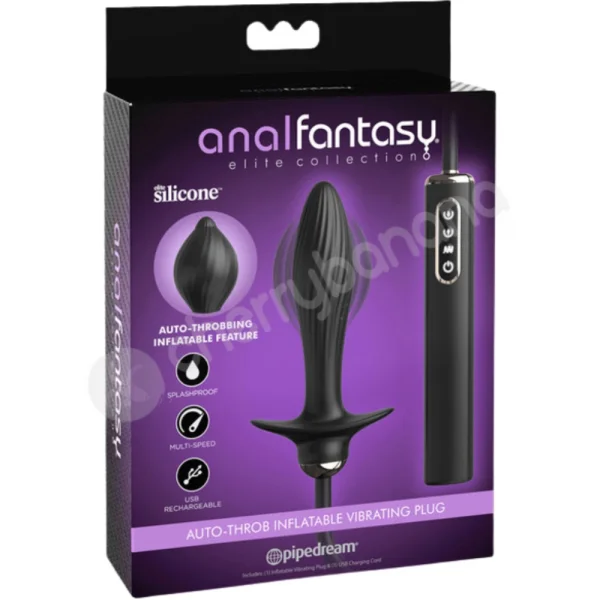 Anal Fantasy Elite Black 4" Auto Throb Inflatable Vibrating Plug