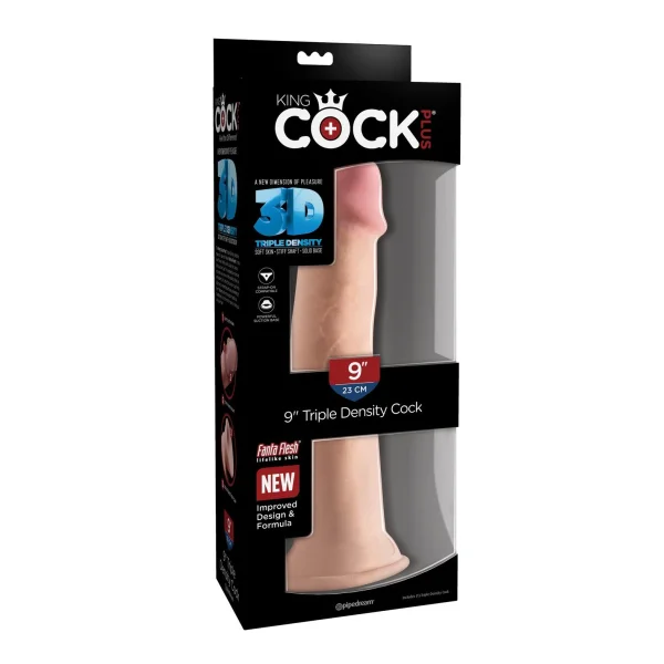 King Cock Plus 9" Triple Density Cock With Suction Cup Base - Vanilla
