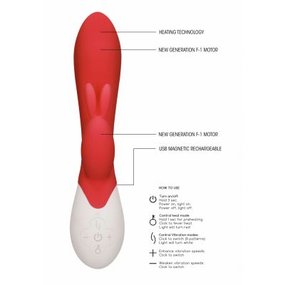 Flame Rechargeable Heating G Spot Rabbit Vibrator Red Best Vibrator