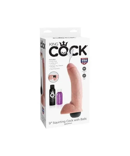 King Cock 9 inch Squirting Cock with Balls Flesh