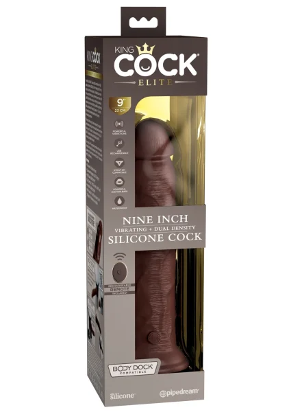 King Cock Elite 9 Inch Dual Density Vibrating Cock Flesh Brown — image 17 of 25