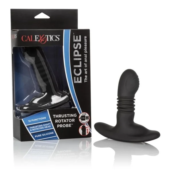 Eclipse Thrusting Rotator Silicone Vibrating Anal Probe by CalExotics - Black