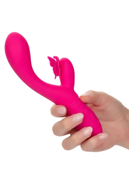 Rechargeable Butterfly Kiss Silicone Flutter Dual Stimulation Vibrator By CalExotics - Pink