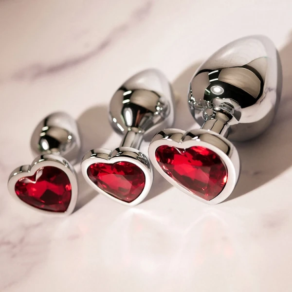 Adam & Eve Three Hearts Gem Anal Plug Set