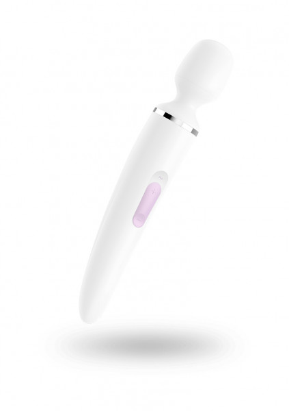 Wand-er Woman Wand Vibrator - White/Chrome - Wand Massager