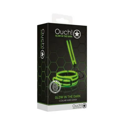 Ouch Glow Collar And Leash Glow In The Dark Green