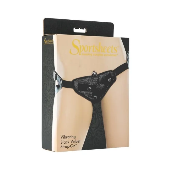 Vibrating Velvet Harness Strap On Harness Black