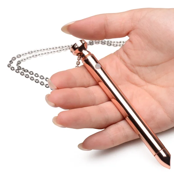 Charmed 7X Rechargeable Stainless Steel Vibrating Necklace - Rose Gold