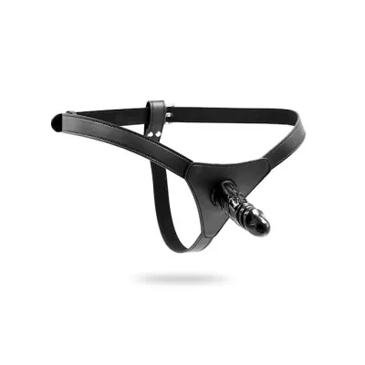 Thin Strap On Harness With Dildo Black