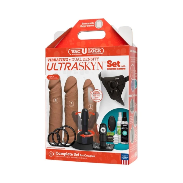 Vac-u-lock - Vibrating Dual Density Ultraskyn Set W/wireless Remote Caramel — image 11 of 13