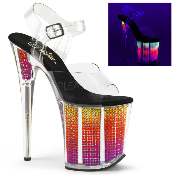 8 inches Heel, 4 inches PF Ankle Strap Sandal W/Simulated RS Filled BTM — image 5 of 8