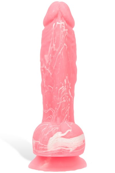 BMS Glow-in-the-Dark 7.5" Pink Silicone Dildo with Suction Base