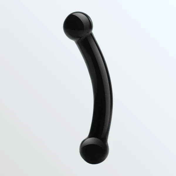 Gläs Double Bull Black Glass Dildo