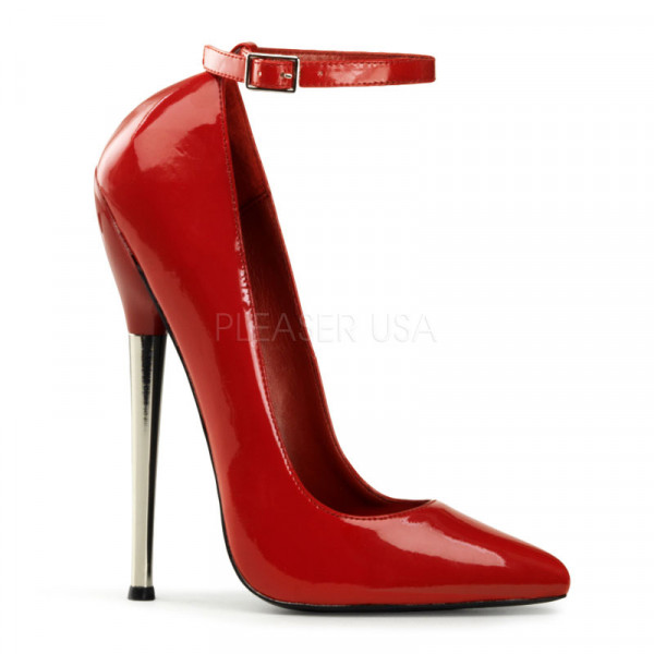 DAGGER-12 - 6 1/4" Solid Brass Heel Ankle Strap Plain Pump