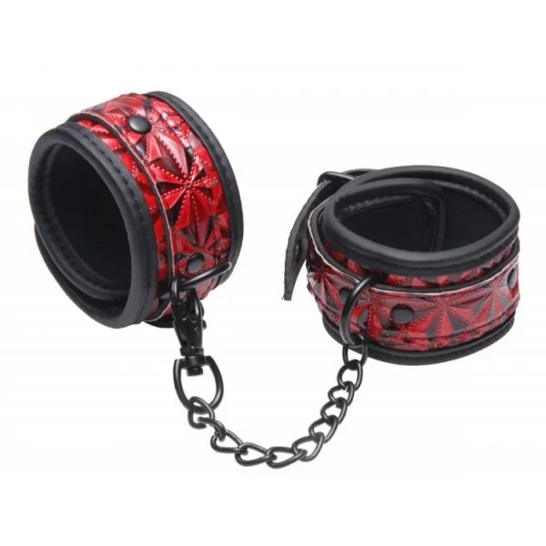 Crimson Tied Embossed Ankle Cuffs Red Black