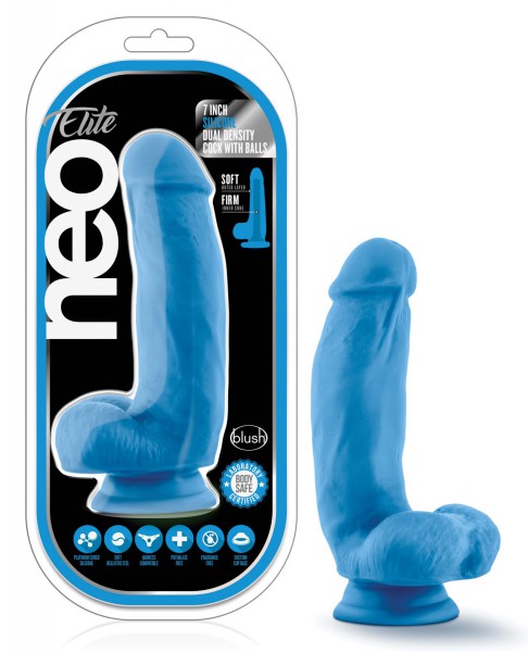 Blush Neo Elite 7" Silicone Dual Density Cock w/Balls — image 5 of 10