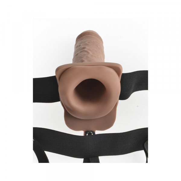 Fetish Fantasy 7in Hollow Rechargeable Strap-on With Remote, Tan