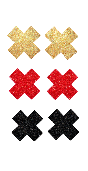 3 Pairs Glitter Kisses Nipple Covers *POLYBAG ONLY*