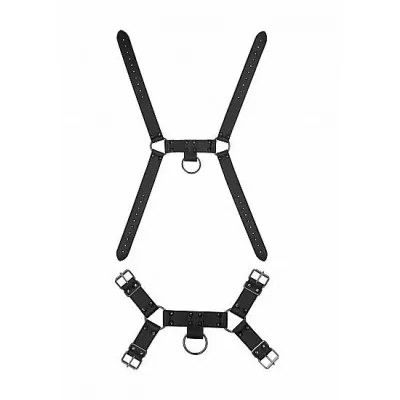 Ouch Skulls Bones Male Harness With Spikes Black