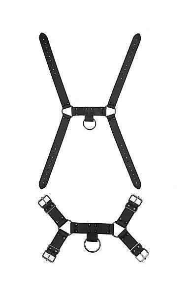 Ouch! Skulls & Bones Male Harness With Spikes Black