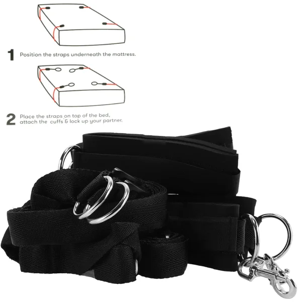 Night of Romance Satin Cuffs With Rose Petals 6pc  Bedsreader Set