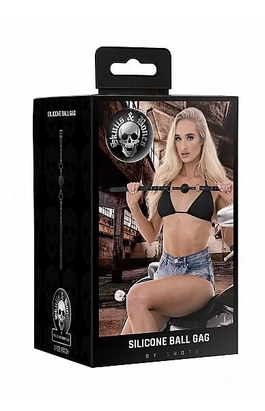 Ouch! Skulls And Bones - Silicone Ball Gag - Black