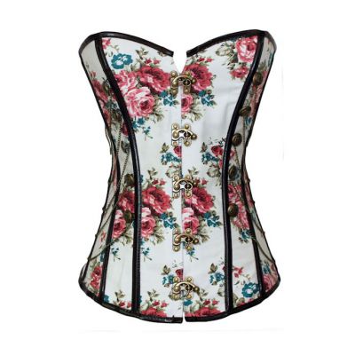 Floral Thumbnail Stud Military Inspired Corset White Xl