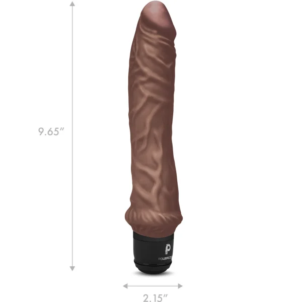 Powercocks Girthy Realistic Silicone Waterproof Rechargeable 8" Vibrator - Chocolate