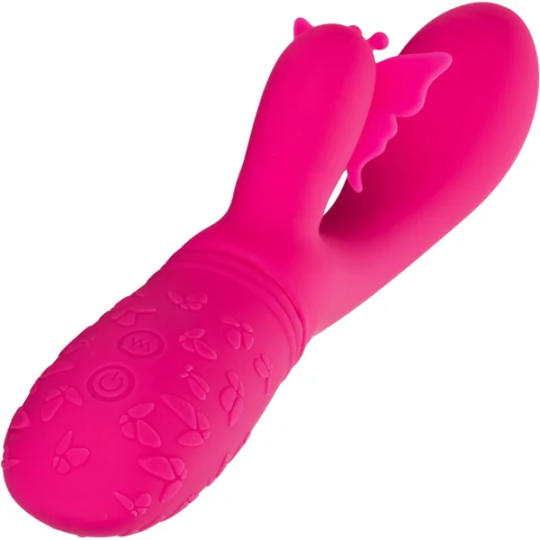 Rechargeable Butterfly Kiss Silicone Flutter Dual Stimulation Vibrator By CalExotics - Pink