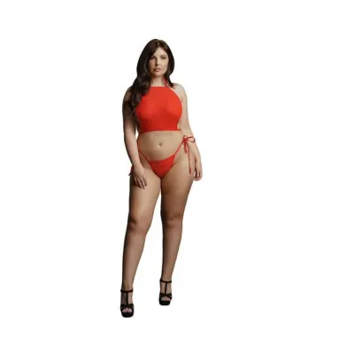 Shots Le Desir Festive Rhinestone Top And Thong Osx Red
