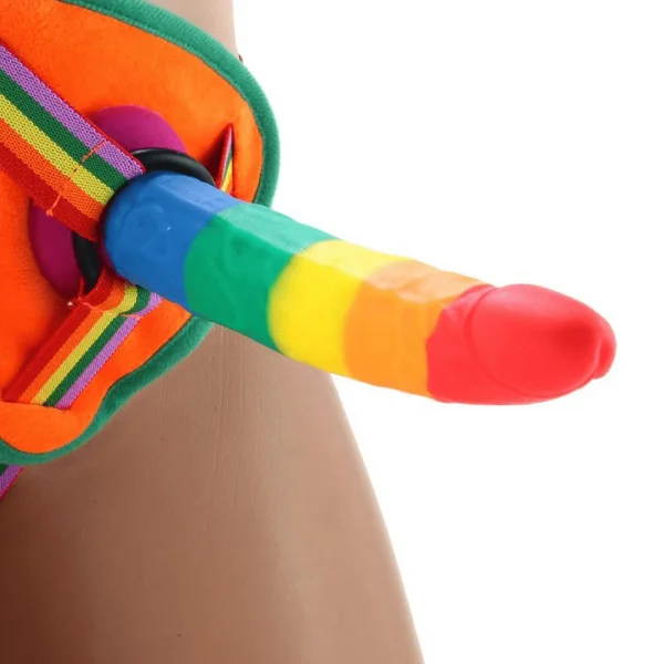Rainbow Power Drive Strap On Dildo - Size Small