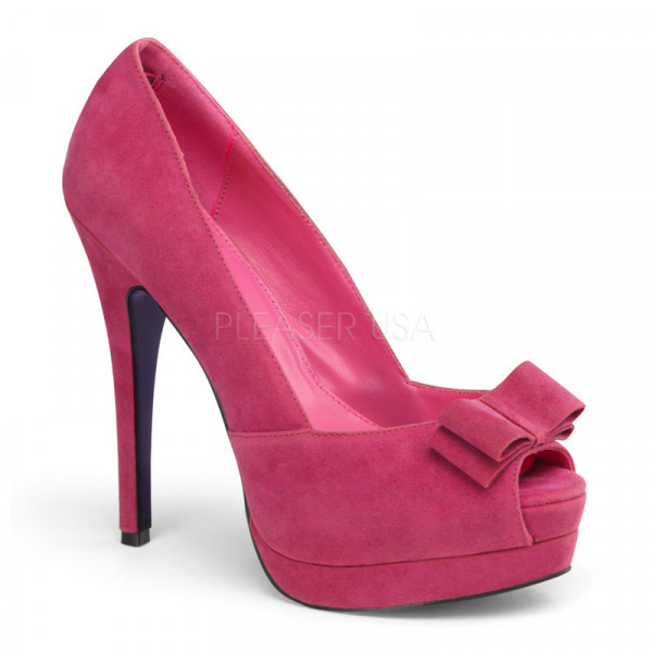 BELLA-10 - 5 1/4" Heel, 1 1/2" P/F Peep Toe Pump W/ Bow Accent