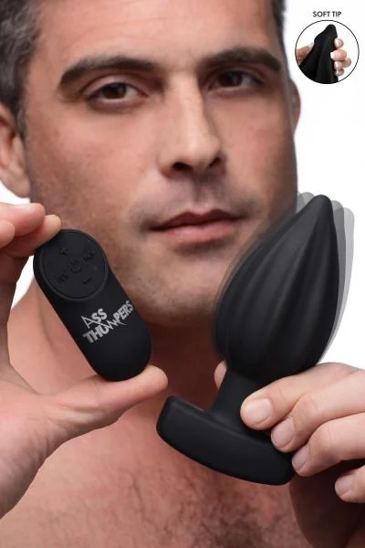 The Assterisk 10x Ribbed Silicone Remote Control Vibrating Butt Plug — image 6 of 8