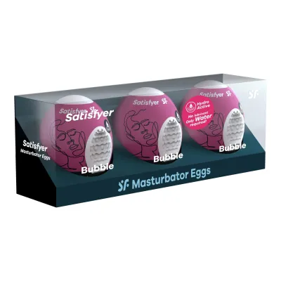 3 Pc Set Masturbator Egg Bubble Violet