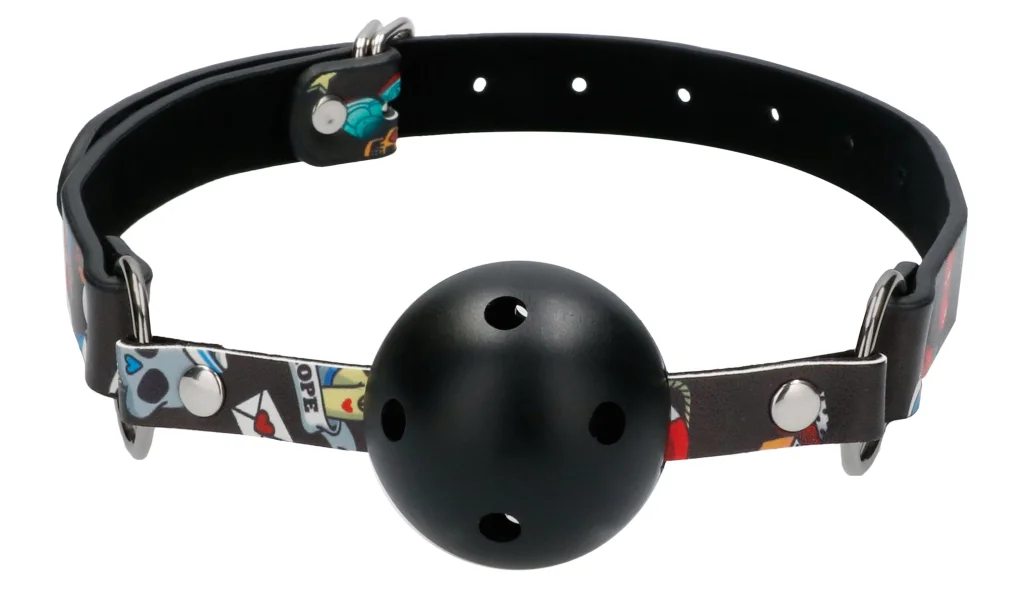 Breatheable Ball Gag - Old School Tattoo Style - Black