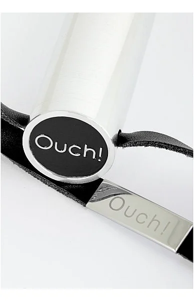 Leather Circle Tipped Crop - Black