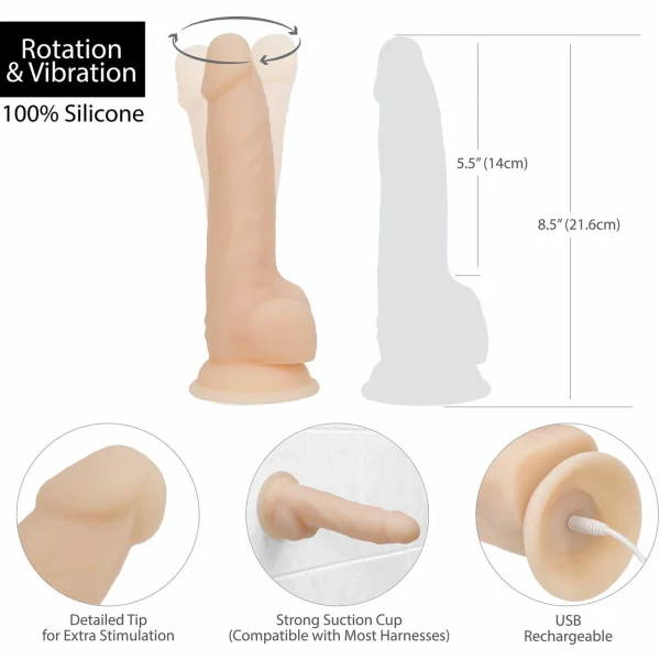 Naked Addiction 7 Inch Rotating and Vibrating Dong